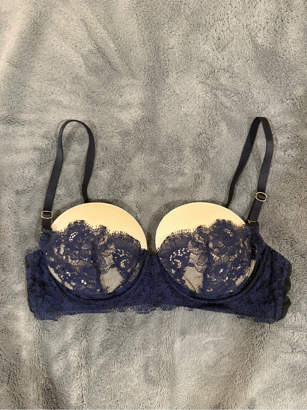 SKARLETT BLUE Navy Lace Balconette Bra with Underwire 32 A